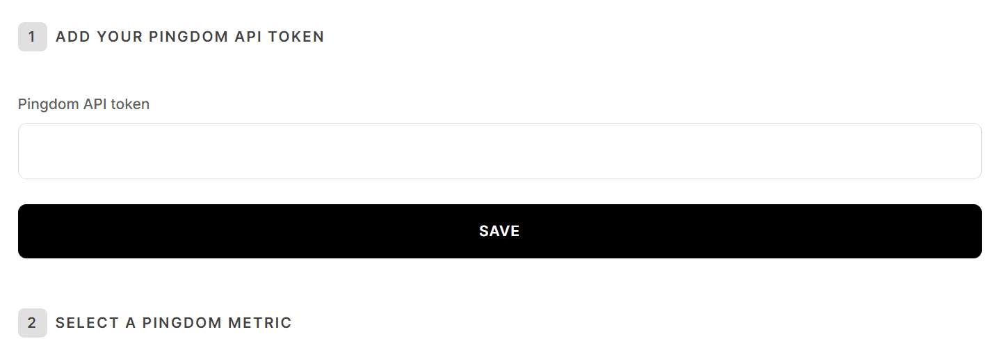 Pingdom API Token input